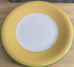 Set of 3 DANSK BANDS Yellow With Green Band 11.5” Dinner Plates NH3-982