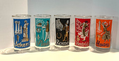 Libbey Set of 5 Vintage International Cities of The World Highball 5.6″ Glasses
