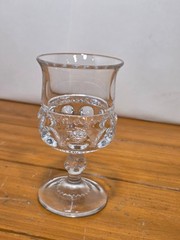 Vintage King’s Crown Clear Glass Cordial Liqueur Stemware Thumbprint Tiffin