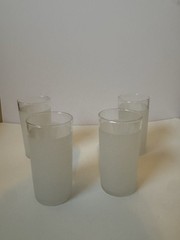 Set of 4 Libbey Frosted Clear Lip Glass Vintage
