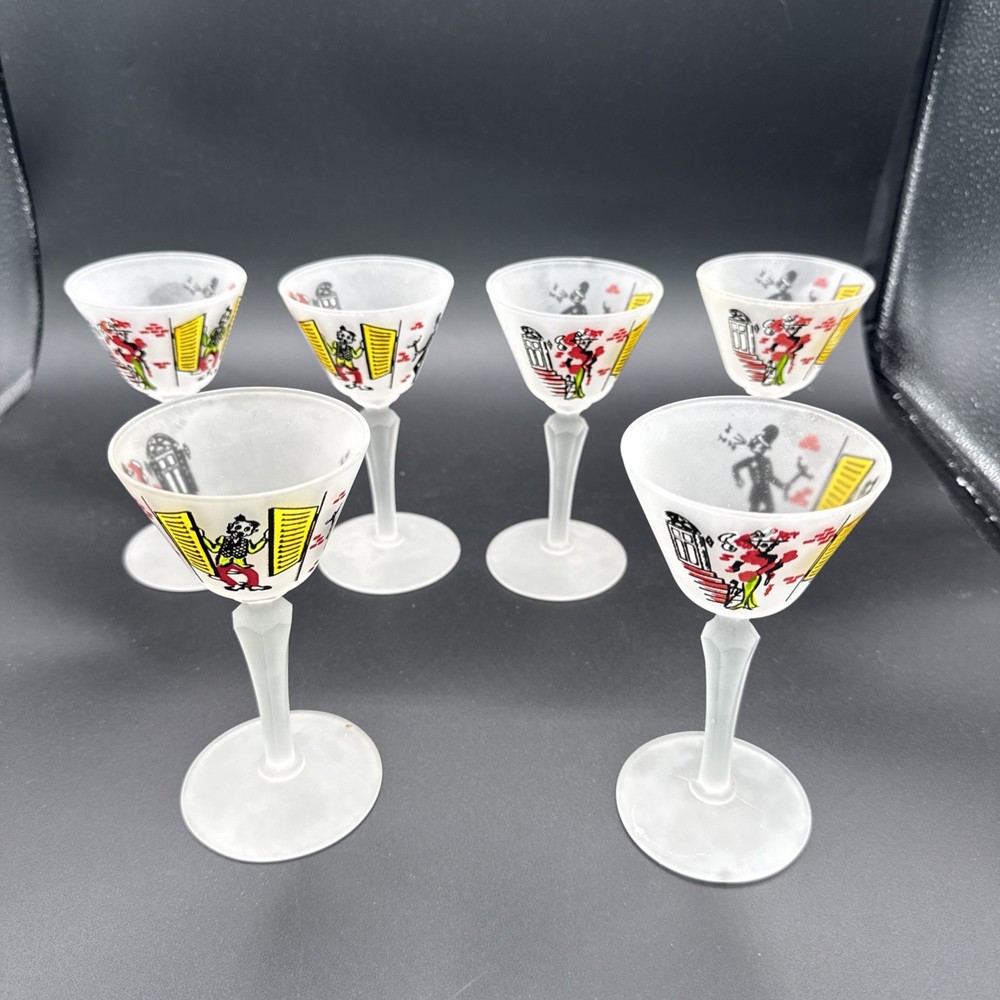 Vintage Libby 1950’s Stemmed Cordial Glasses. Set of 6 Excellent Condition.