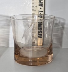 4 Vintage Blush Pink Low Ball Drinking Glasses BarWare Swirl Base 3.5” Bin29