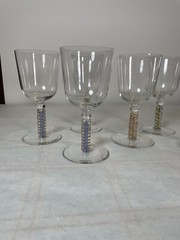 6 James Nadal Art Glass Signed Wine Glasses