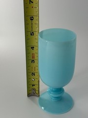 1930s French Blue Opaline Portieux Vallerystahl Wine Glass 5″ Tall & 2-1/4″ Wide