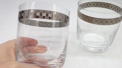 3.75″x3.25″Reed & Barton Miller Rogaska Deco Platinum Double Old Fashioned Glass