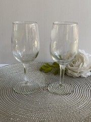 VINTAGE Set of 2 New Wine Glasses Heart «With Love» Wedding Anniversary Gift