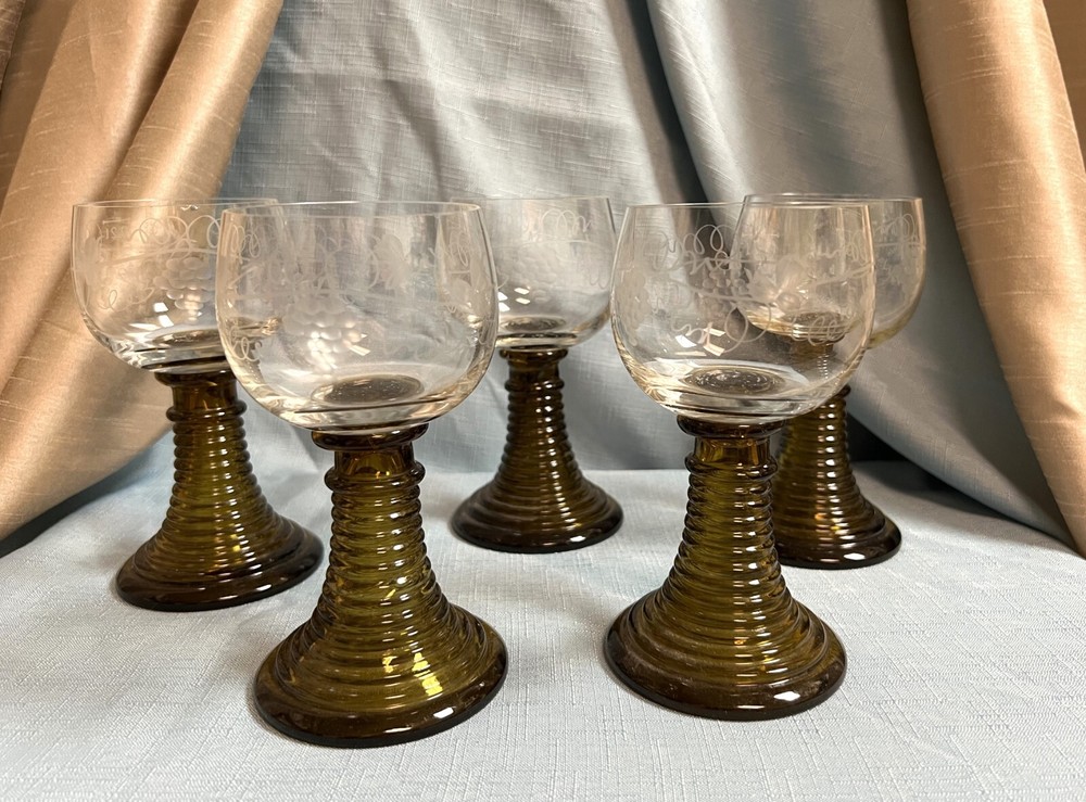 Vintage Rhein Roemer Wine Glasses (Set of 5)