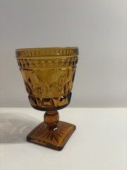 Vintage Indiana Glass Colony Park Lane Square Footed Amber Wine Sherry Glass