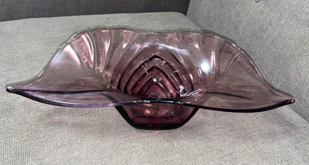 Vintage Tiffin Crystal Bowl Franciscan Plum Amethyst Purple 14”x6”