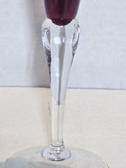 5 Crate & Barrel CTB7 Garnet Ruby Red Champagne Flutes Clear Stem Czech Glass
