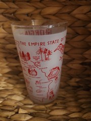 Vintage Hazel Atlas Frosted Georgia Souvenir Glass Tumbler White & Red