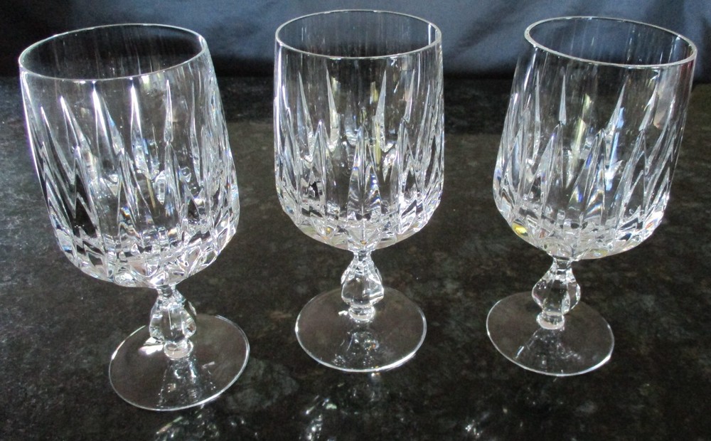 HUTSCHENREUTHER CRYSTAL WATER GOBLETS COLCHESTER SET 3