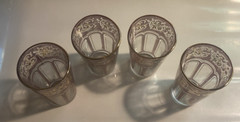Vintage Set Of 4 Small Mid-Century Glasses Light Purple & Gold-4″ tall