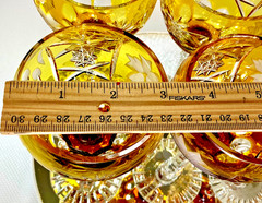 Cut to Clear Glass Crystal 8” Set of 6 Nachtmann Amber Yellow Hock Wine Glasses.
