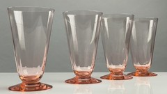Vintage Tiffin Pink Depression Glass Footed Tumblers Parfait Glasses Set 4 UV