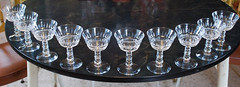 Vtg Set 10 BRYCE WAKEFIELD Champagne/Sherbet Glasses CUT CRYSTAL BALL STEM 4.75″