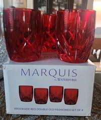 Marquis by Waterford BROOKSIDE Red Set of 3 Double Old Fashioned Glasses