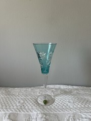 Vintage Waterford Aqua Blue Snow Crystals Wine Champagne Flute New No Box