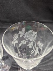 6-Vintage Heisey Rose Etched #5072 Footed Iced Tea Glasses