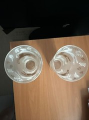 Two Libby, Cavalcade Mid century, 7″ high frosted glass with gold/white horses.