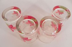 Block POINSETTIA Old Fashioned Glass Tumbler (s) LOT OF 4 Goertzen Watercolors