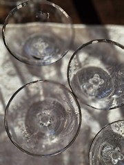 Vtg «Wedding Ring» Crystal Fostoria Champagne Stemware Made In The US 1953-1975.