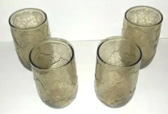Anchor Hocking Juice Glasses Oak Leaf Low Ball Cocktail Glass Vtg Lot Of 4