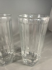 Set Of 4 Libbey Crisa Vertical Ribbed Clear Glass 5” Tumblers 8 Oz Juice