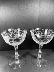 Fostoria Navarre Clear Crystal Tall Champagne Sherbet Glasses Set of 5