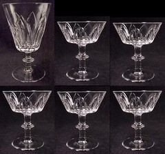Lotus Blossom Crystal Water Goblet 5 Sherbets Elegant Cut Glass Lot of 6