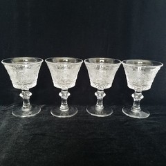 Vtg Duncan Miller Sandwich Pattern Sherbet Champagne Glasses 4.25″ Set of 4