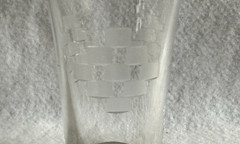 Six MCM Libbey Etched Glass Small Cordial Juice Glasses Flared Rim ~ 4 3/8″ T