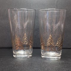 Dansk Golden Pines Highball Glasses, Set of 2, Vintage Tumblers, Drinkware