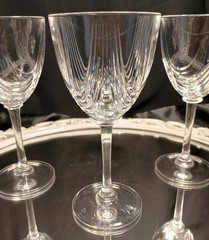 3 RCR Royal Crystal Rock MAGNOLIA Swag Cut Fine Crystal Wine Goblets Glasses Set