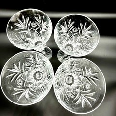 4X Cristal d’Arques Vincennes Wine Glasses 7.75” Faceted 24% Lead Crystal Vtg