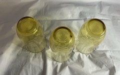 Set 3 Vintage Unbranded Amber Honeycomb Gold Yellow Drinking Glasses 6″