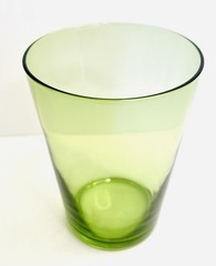 Set of 5 Olive Green Glass Tumblers Mid Century Modern Tapered Drinking Glasses