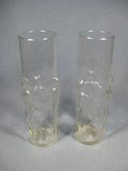 2 Libbey La Femme Dancing Nudes Vintage MCM Clear Embossed Highball Tall Glass
