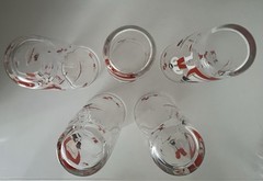 Vintage Amish Folk Art Tumbler Juice Glasses Set of 5 ~ Horse and Buggy