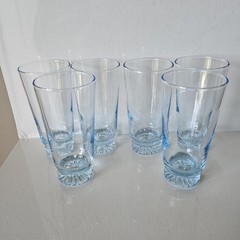6 Vintage Light Ice Blue Drinking Water Glasses Tumblers 5.5″