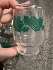 VTG Green Southern Ivy Clear Federal Glasses 4 ounce Juice Glasses Mini