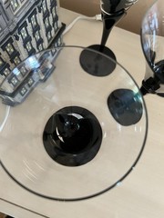 Elegant Fostoria Black Stemmed Tulip Shaped Martini Glasses Set of 2