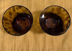 Vintage Amber Tortoiseshell Old Fashioned Glasses Set of 2 Mid Century Modern