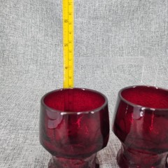 Set Of 4 Viking Art Glass Ruby Red Georgian 3.5″ tall Whiskey Rocks Glasses