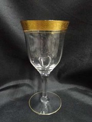 Clear w/ Encrusted Gold Band of Flowers & Dots: Water, 6 5/8″, As Is, CR#076