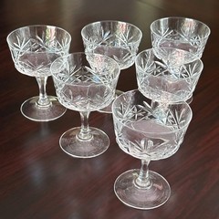 Set of 6 VTG Cristal d’Arques Chantilly Taille Beaugency Champagne Coupe Sherbet