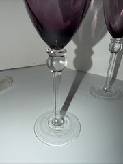 Amethyst Optic Swirl Mouth-blown Wineglass 8.75” Tall Set of 4