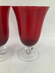 LENOX Holiday Gems Ruby Red All Purpose Wine Goblets Set of 2 6.5″ Tall EUC