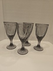 Vintage Noritake Sweet Swirl Amethyst Goblet Iced Tea Glass 7.25in 4 Pc. Set