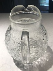 Vintage Anchor Hocking Milano Clear Glass Pitcher & 6 Tumbler Glasses MCM